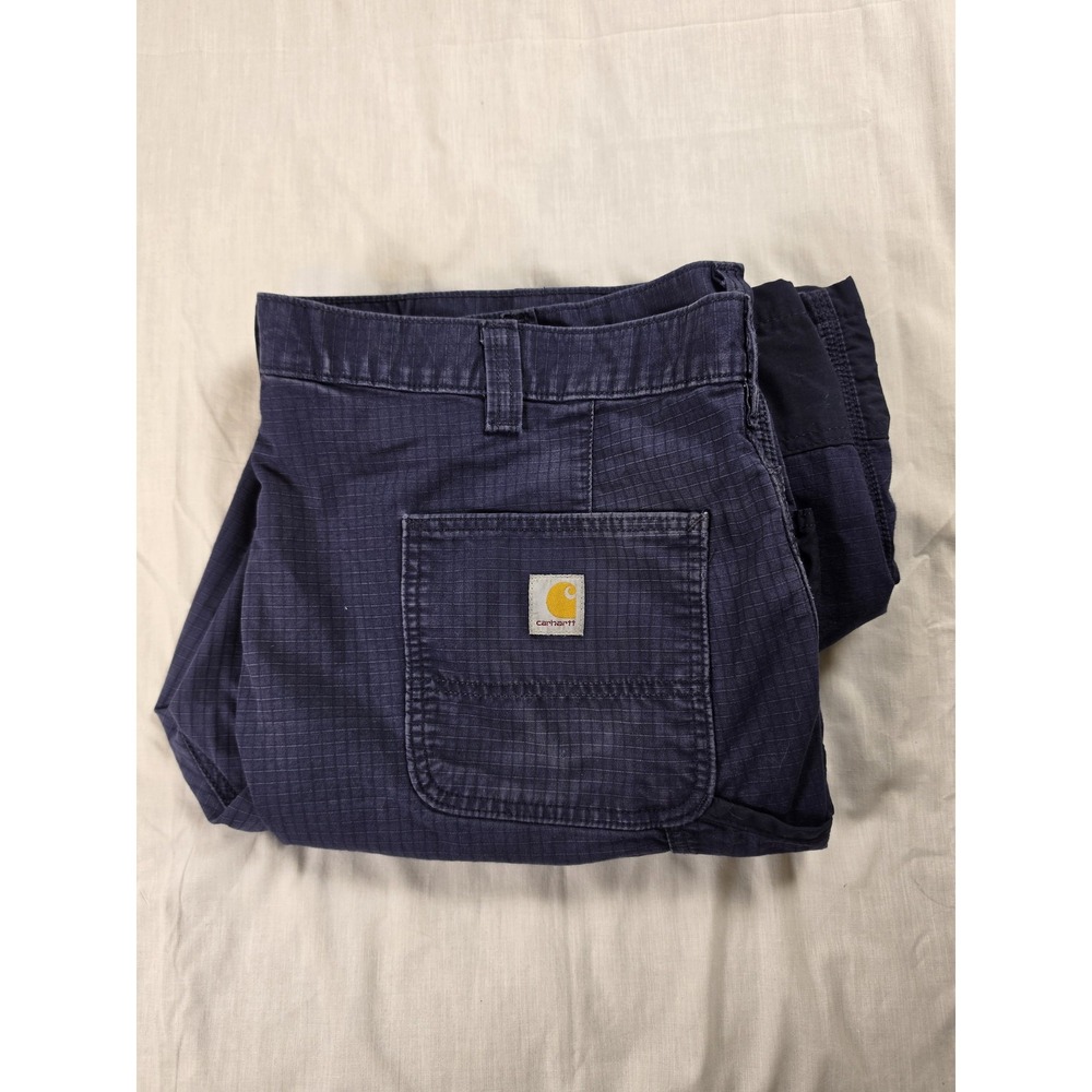 Carhartt Pants Mens 44x30 Blue Relaxed Fit Ripstop Carpenter Workwear 103903-NVY